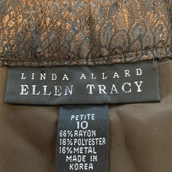 Linda Allard Ellen Tracy Croc Look Straight Leg Metallic Pants Pockets 10P - Picture 7 of 10